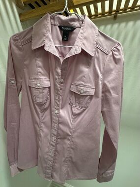 White House Black Market Pink Striped Button-Up Shirt